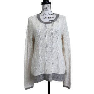 Moth by Anthropologie Cream and Gray Knit Sweater